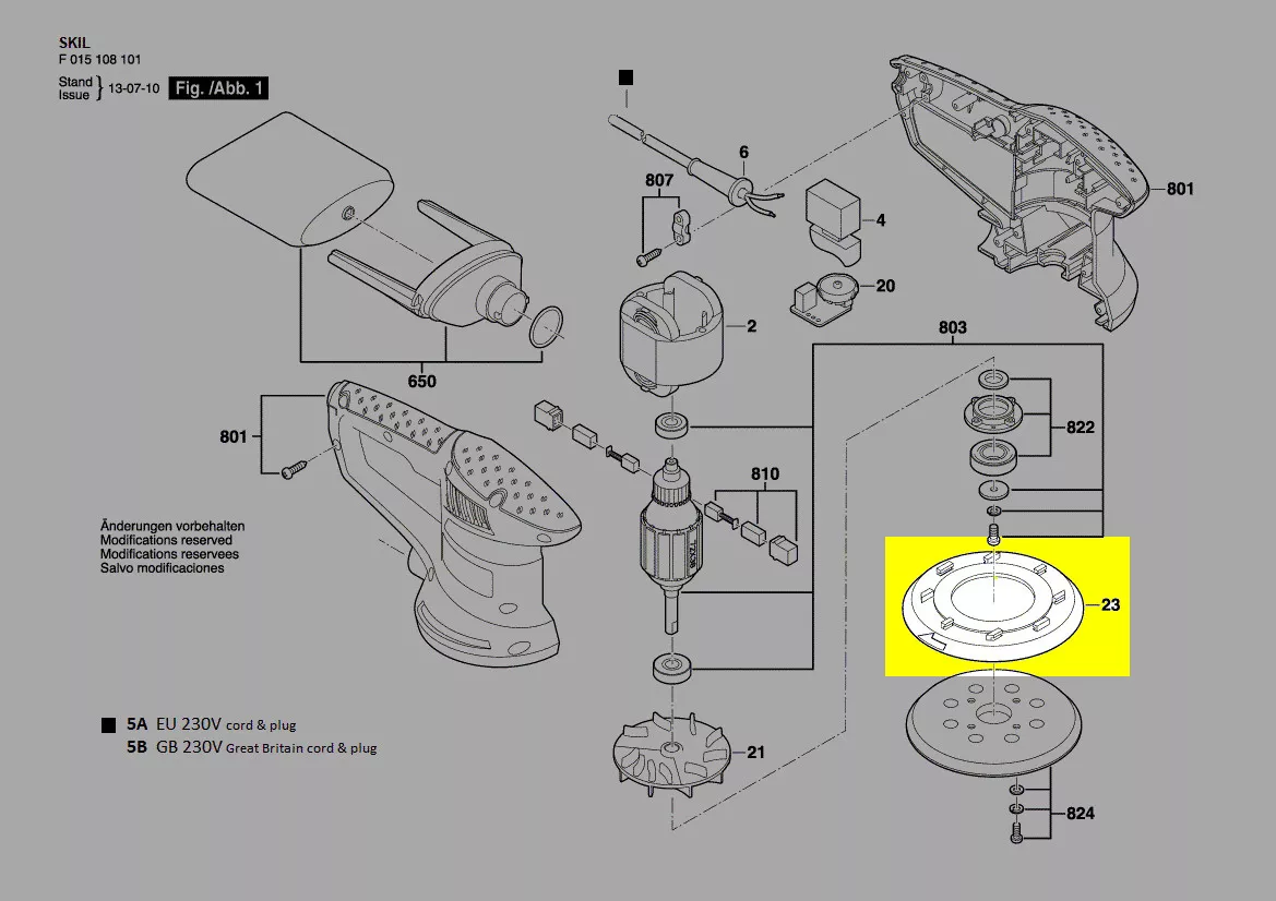 plaque maintien plateau réf. 2610Z05585 ponceuse orbitale Skil